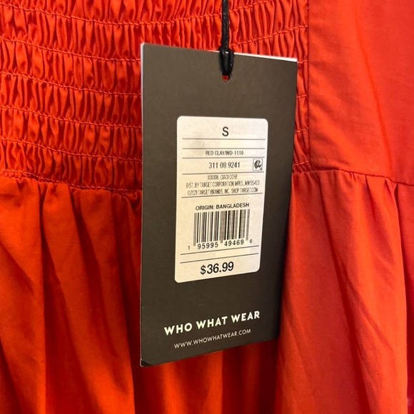 Who What Wear Orange Midi Dress Tie Strap Sleeveless Summer Small Pockets Color - Picture 8 of 9